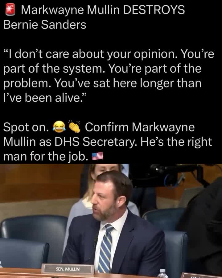 109K views · 12K reactions | This was hilarious. Bernie had that one coming.  Confirm Markwayne Mullin as DHS Secretary.  | Millennial Republicans